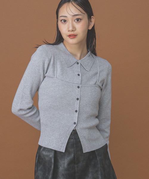 ALAND(エーランド)の「3.3 Field Trip/キャミ付きボタンニット(ニット/セーター・レディース・ブラック/ホワイト×レッド/グレー・FREE)」の17枚目の写真