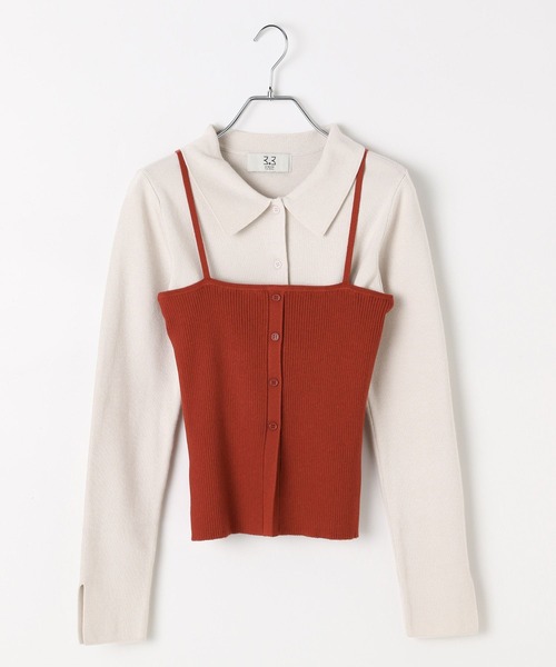 ALAND(エーランド)の「3.3 Field Trip/キャミ付きボタンニット(ニット/セーター・レディース・ブラック/ホワイト×レッド/グレー・FREE)」の20枚目の写真