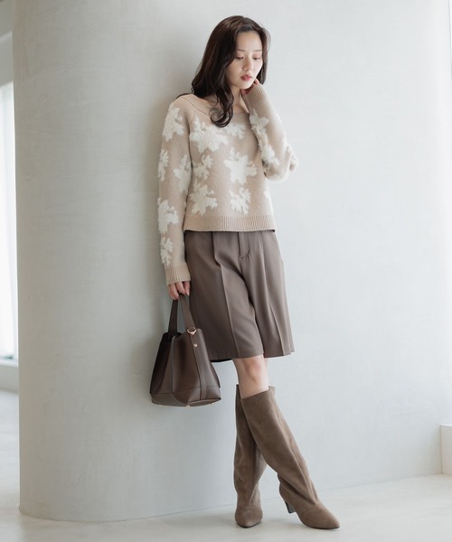 Andemiu（アンデミュウ）の「フラワージャガードオフショルニット586700（ニット/セーター・レディース・グレー/ライトブルー/ライトベージュ・FREE）」の16枚目の写真