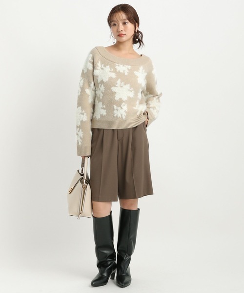 Andemiu（アンデミュウ）の「フラワージャガードオフショルニット586700（ニット/セーター・レディース・グレー/ライトブルー/ライトベージュ・FREE）」の20枚目の写真