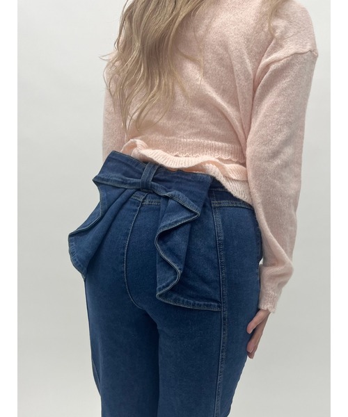 MORE self LOVE(モアセルフラブ)の「バックリボンデニム(デニムパンツ・レディース・ブルー・FREE)」の3枚目の写真