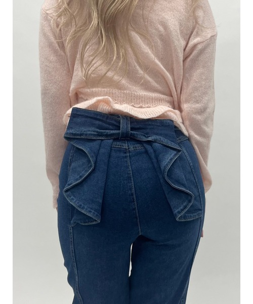MORE self LOVE(モアセルフラブ)の「バックリボンデニム(デニムパンツ・レディース・ブルー・FREE)」の4枚目の写真