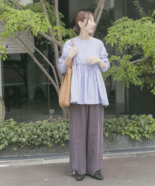 ITEMS URBANRESEARCH（アイテムズ アーバンリサーチ）の「ウエストギャザーブラウス（シャツ/ブラウス・レディース・ブラウン/ストライプ/ブラック・FREE）」の20枚目の写真
