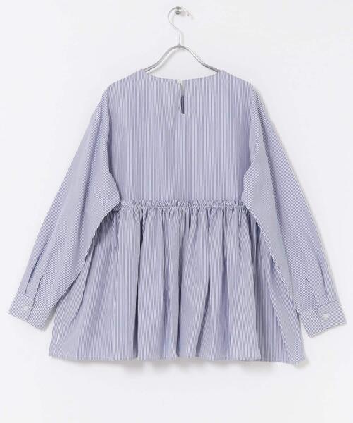 ITEMS URBANRESEARCH（アイテムズ アーバンリサーチ）の「ウエストギャザーブラウス（シャツ/ブラウス・レディース・ブラウン/ストライプ/ブラック・FREE）」の4枚目の写真