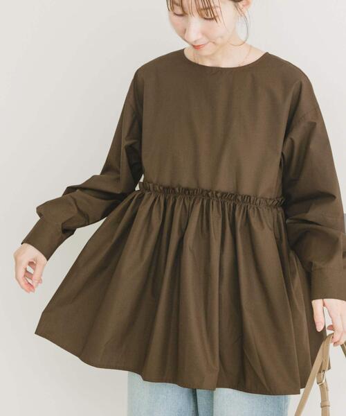 ITEMS URBANRESEARCH（アイテムズ アーバンリサーチ）の「ウエストギャザーブラウス（シャツ/ブラウス・レディース・ブラウン/ストライプ/ブラック・FREE）」の14枚目の写真