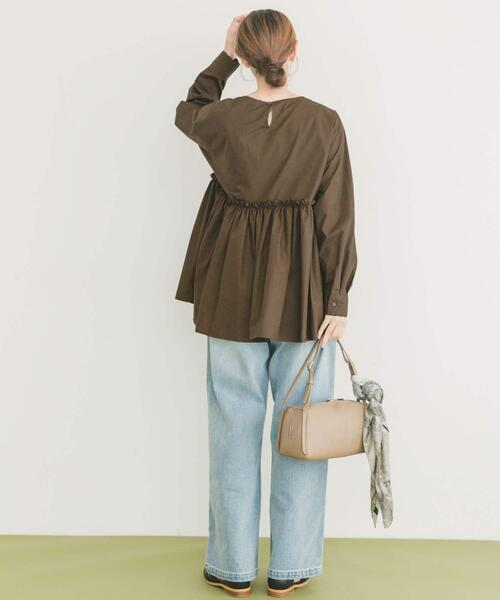 ITEMS URBANRESEARCH（アイテムズ アーバンリサーチ）の「ウエストギャザーブラウス（シャツ/ブラウス・レディース・ブラウン/ストライプ/ブラック・FREE）」の19枚目の写真