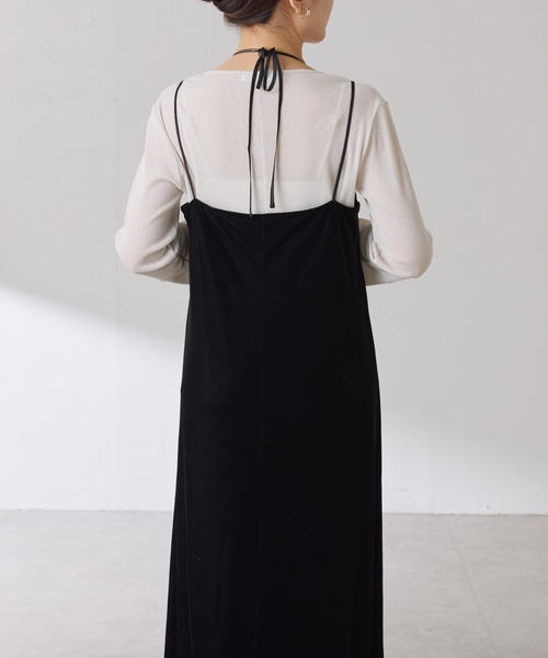 COLLAGE GALLARDAGALANTE（コラージュガリャルダガランテ）の「ベロアキャミワンピース（ワンピース・レディース・ブルー/ブラック・FREE）」の7枚目の写真