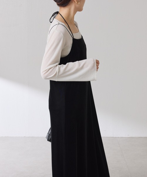 COLLAGE GALLARDAGALANTE（コラージュガリャルダガランテ）の「ベロアキャミワンピース（ワンピース・レディース・ブルー/ブラック・FREE）」の8枚目の写真