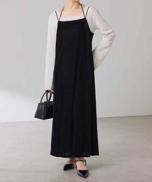 COLLAGE GALLARDAGALANTE（コラージュガリャルダガランテ）の「ベロアキャミワンピース（ワンピース・レディース・ブルー/ブラック・FREE）」の3枚目の写真