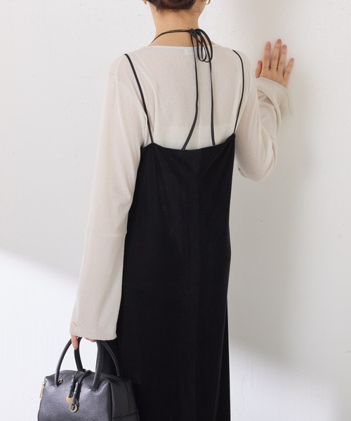 COLLAGE GALLARDAGALANTE（コラージュガリャルダガランテ）の「ベロアキャミワンピース（ワンピース・レディース・ブルー/ブラック・FREE）」の12枚目の写真