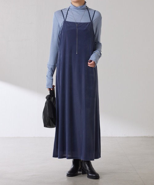 COLLAGE GALLARDAGALANTE（コラージュガリャルダガランテ）の「ベロアキャミワンピース（ワンピース・レディース・ブルー/ブラック・FREE）」の13枚目の写真