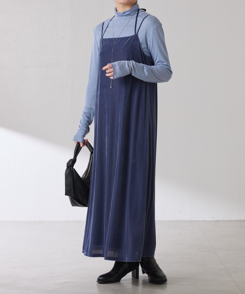 COLLAGE GALLARDAGALANTE（コラージュガリャルダガランテ）の「ベロアキャミワンピース（ワンピース・レディース・ブルー/ブラック・FREE）」の18枚目の写真