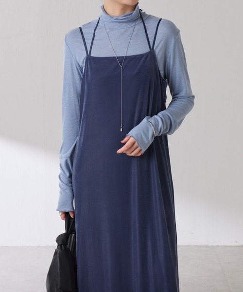 COLLAGE GALLARDAGALANTE（コラージュガリャルダガランテ）の「ベロアキャミワンピース（ワンピース・レディース・ブルー/ブラック・FREE）」の14枚目の写真