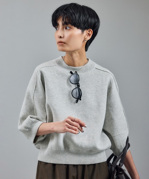 WEB限定】スウェットライクフォルムニットプルオーバー（ニット