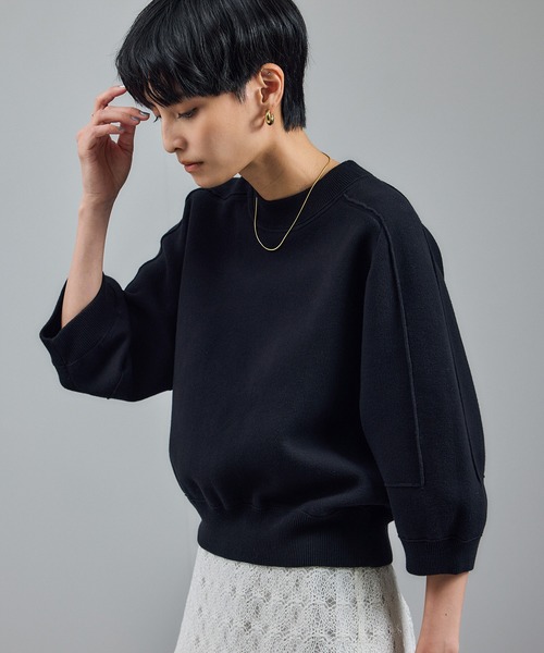 WEB限定】スウェットライクフォルムニットプルオーバー（ニット