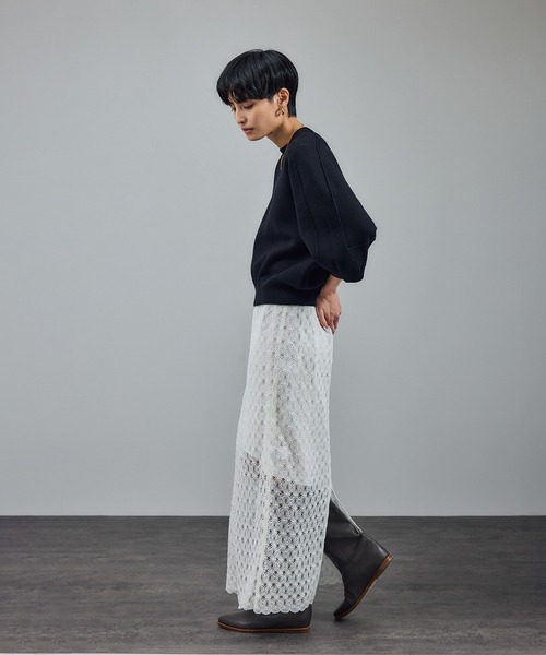 SALON adam et rope'（サロン アダム エ ロペ）の「【WEB限定】スウェットライクフォルムニットプルオーバー（ニット/セーター・レディース・ブラック/ブラウン/グレー・FREE）」の7枚目の写真