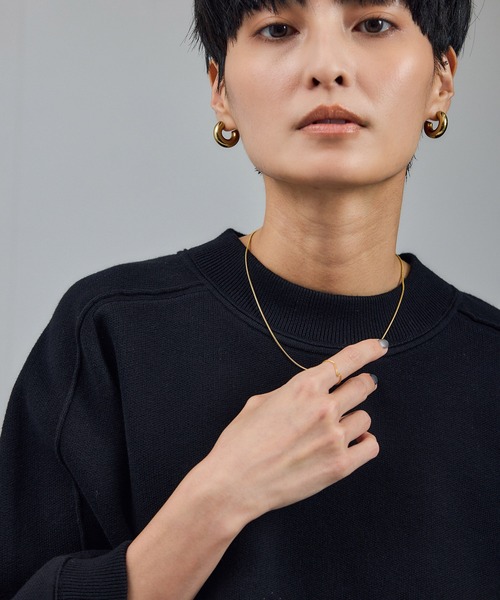 SALON adam et rope'（サロン アダム エ ロペ）の「【WEB限定】スウェットライクフォルムニットプルオーバー（ニット/セーター・レディース・ブラック/ブラウン/グレー・FREE）」の9枚目の写真