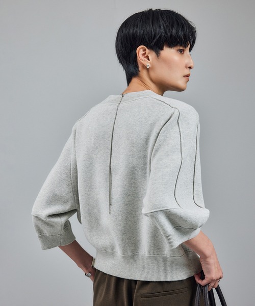 SALON adam et rope'（サロン アダム エ ロペ）の「【WEB限定】スウェットライクフォルムニットプルオーバー（ニット/セーター・レディース・ブラック/ブラウン/グレー・FREE）」の12枚目の写真