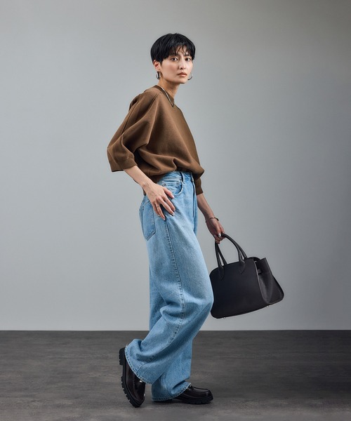 SALON adam et rope'（サロン アダム エ ロペ）の「【WEB限定】スウェットライクフォルムニットプルオーバー（ニット/セーター・レディース・ブラック/ブラウン/グレー・FREE）」の14枚目の写真