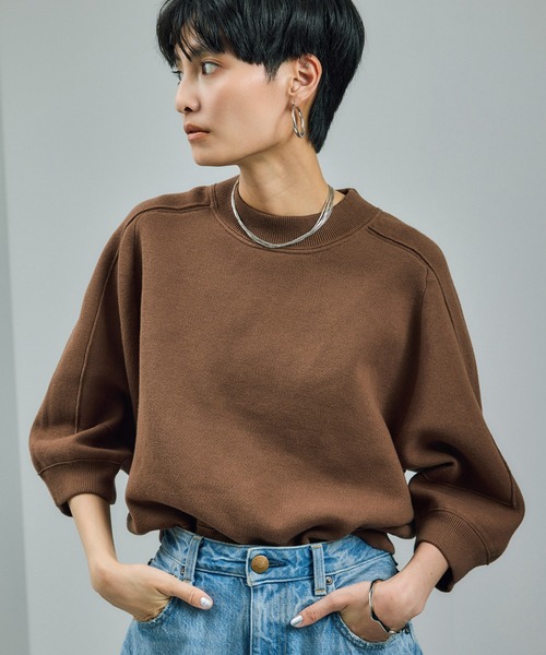 SALON adam et rope'（サロン アダム エ ロペ）の「【WEB限定】スウェットライクフォルムニットプルオーバー（ニット/セーター・レディース・ブラック/ブラウン/グレー・FREE）」の15枚目の写真