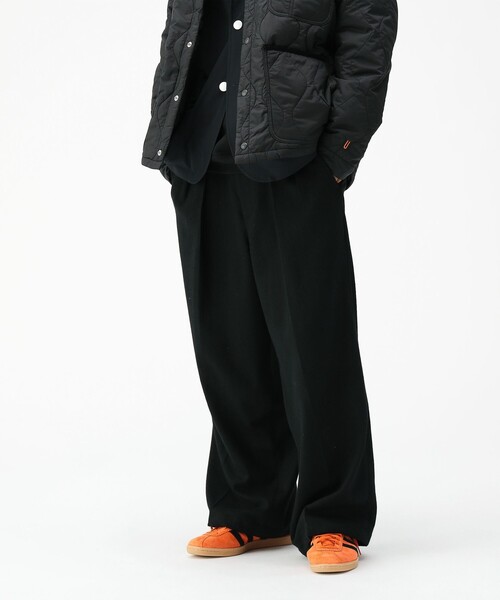 【CTHY】フランネル　ウール　ワイド　スラックス ウールフランネルワイドスラックス【チャコールグレー】（スラックス