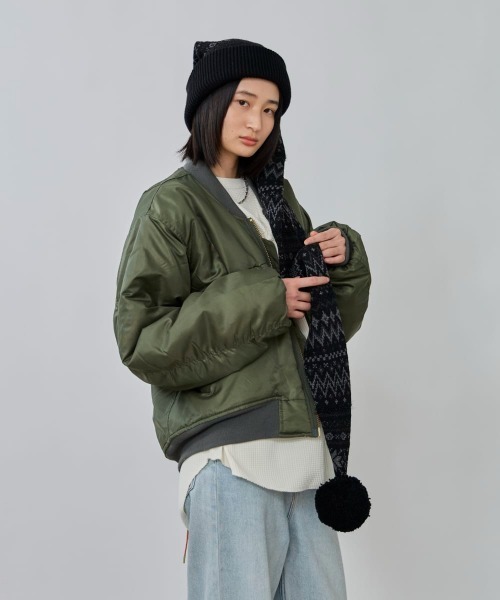 OVERRIDE（オーバーライド）の「OVERRIDE  KNIT NORDIC LONG WATCH / オーバーライド（ニットキャップ/ビーニー・レディース・ブラック系/ホワイト/ブラック・57~59cm）」の11枚目の写真