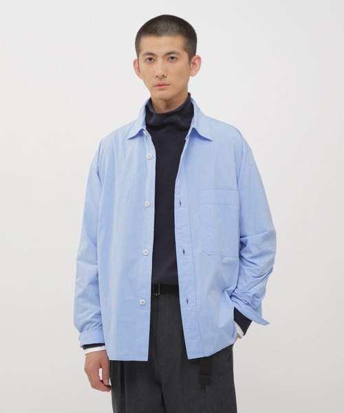 エムエイチエル 美品 melange cotton chambray 1 グレー MHL.（エムエイチエル）の「MELANGE COTTON CHAMBRAY（シャツ