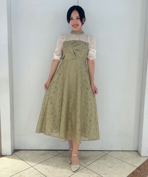 Cupid Heart（キューピッドハート）の「【Cupid Heart】結婚式用！フラワーレースノットデザインドレス（ドレス・レディース・イエロー/ブラウン/ブラック/ブルーグレー・MEDIUM）」の4枚目の写真