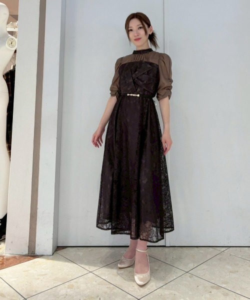 Cupid Heart（キューピッドハート）の「【Cupid Heart】結婚式用！フラワーレースノットデザインドレス（ドレス・レディース・イエロー/ブラウン/ブラック/ブルーグレー・MEDIUM）」の6枚目の写真