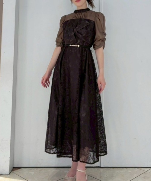 Cupid Heart（キューピッドハート）の「【Cupid Heart】結婚式用！フラワーレースノットデザインドレス（ドレス・レディース・イエロー/ブラウン/ブラック/ブルーグレー・MEDIUM）」の7枚目の写真