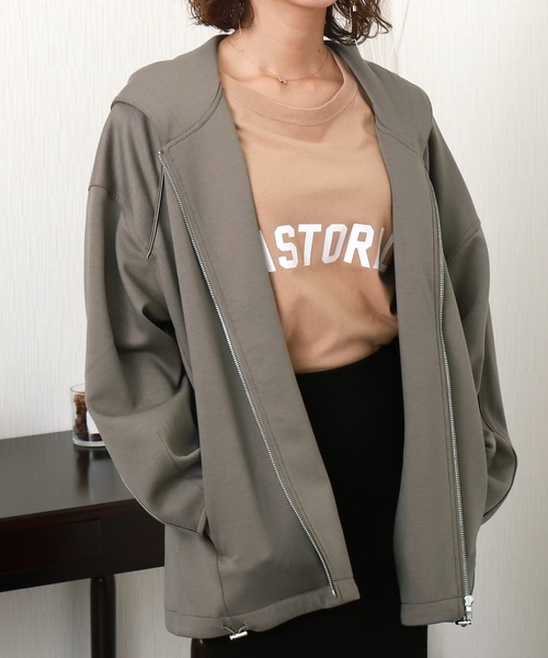 libelle more（リベル モア）の「ダンボールポンチ コクーンスリーブフードジップコート パーカー 体型カバー◎（パーカー・レディース・グレイッシュベージュ/カーキ/モカ/チャコールグレー/ブラック・M）」の20枚目の写真