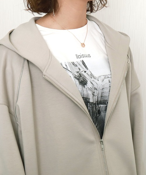 libelle more（リベル モア）の「ダンボールポンチ コクーンスリーブフードジップコート パーカー 体型カバー◎（パーカー・レディース・グレイッシュベージュ/カーキ/モカ/チャコールグレー/ブラック・M）」の13枚目の写真