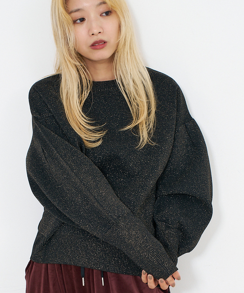 NOMINE（ノミネ）の「プレーティングニット プルオーバー（ラメ混・無地）（ニット/セーター・レディース・ブラック/その他1/ブラック系その他/ベージュ/その他・フリー）」の3枚目の写真