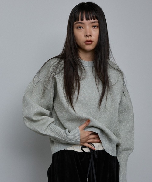 NOMINE（ノミネ）の「プレーティングニット プルオーバー（ラメ混・無地）（ニット/セーター・レディース・ブラック/その他1/ブラック系その他/ベージュ/その他・フリー）」の20枚目の写真