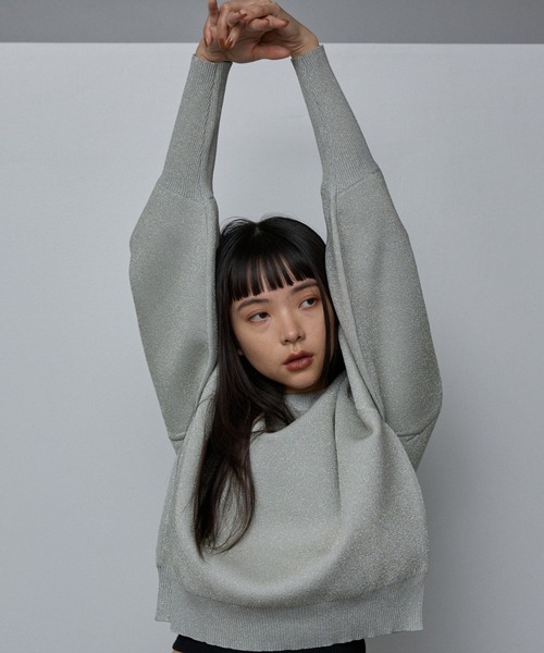 NOMINE（ノミネ）の「プレーティングニット プルオーバー（ラメ混・無地）（ニット/セーター・レディース・ブラック/その他1/ブラック系その他/ベージュ/その他・フリー）」の21枚目の写真