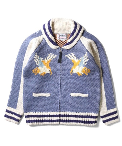 HOUSTON（ヒューストン）の「HOUSTON カウチンセーター(HAWK)（カーディガン/ボレロ・メンズ・ブルー/ブラック/レッド・LARGE/MEDIUM/X-LARGE）」の2枚目の写真
