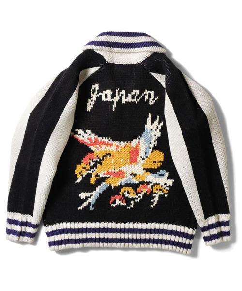 HOUSTON（ヒューストン）の「HOUSTON カウチンセーター(HAWK)（カーディガン/ボレロ・メンズ・ブルー/ブラック/レッド・LARGE/MEDIUM/X-LARGE）」の4枚目の写真