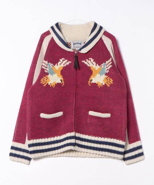 HOUSTON（ヒューストン）の「HOUSTON カウチンセーター(HAWK)（カーディガン/ボレロ・メンズ・ブルー/ブラック/レッド・LARGE/MEDIUM/X-LARGE）」の11枚目の写真