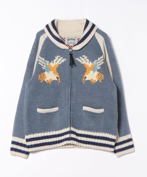 HOUSTON（ヒューストン）の「HOUSTON カウチンセーター(HAWK)（カーディガン/ボレロ・メンズ・ブルー/ブラック/レッド・LARGE/MEDIUM/X-LARGE）」の10枚目の写真