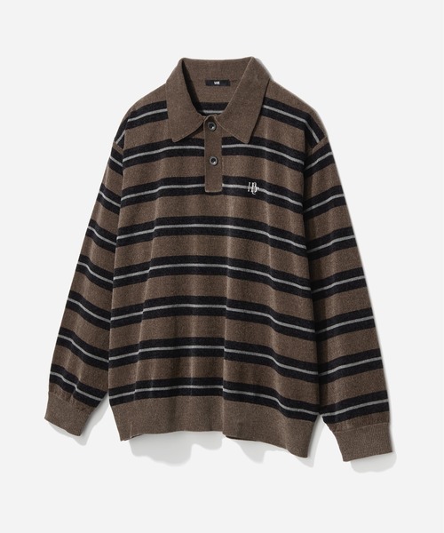 HARE(ハレ)の「ロゴモールニットポロ(HARE)(ポロシャツ・メンズ・ブラック/グレー/ブルー/レッド/ライトグレー/ブラウン・SMALL/MEDIUM)」の4枚目の写真