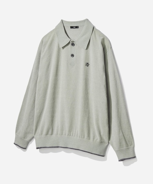 HARE(ハレ)の「ロゴモールニットポロ(HARE)(ポロシャツ・メンズ・ブラック/グレー/ブルー/レッド/ライトグレー/ブラウン・SMALL/MEDIUM)」の1枚目の写真