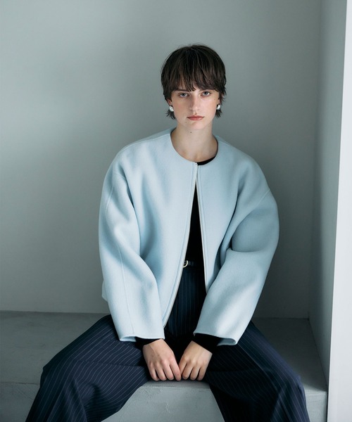 N.O.R.C（ノーク）の「ウールメルトンショートジップリバーコート（その他アウター・レディース・チャコール/キャメル/ブラック/サックスブルー・フリー）」の3枚目の写真