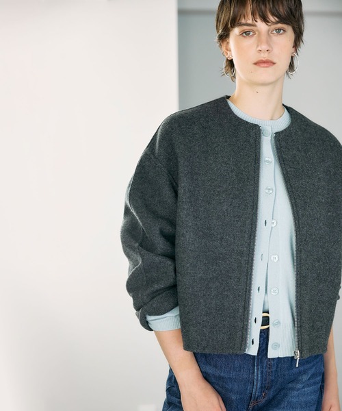 N.O.R.C（ノーク）の「ウールメルトンショートジップリバーコート（その他アウター・レディース・チャコール/キャメル/ブラック/サックスブルー・フリー）」の10枚目の写真