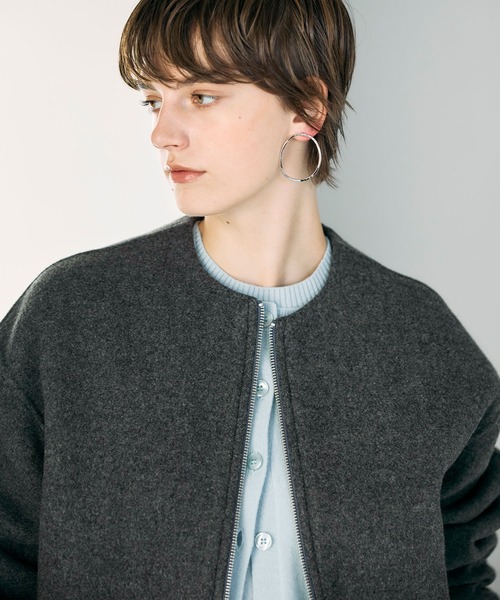 N.O.R.C（ノーク）の「ウールメルトンショートジップリバーコート（その他アウター・レディース・チャコール/キャメル/ブラック/サックスブルー・フリー）」の13枚目の写真