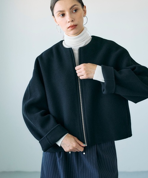 machatt ジップウールリバーコート ネイビー 23区（ニジュウサンク