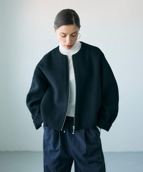 N.O.R.C（ノーク）の「ウールメルトンショートジップリバーコート（その他アウター・レディース・チャコール/キャメル/ブラック/サックスブルー・フリー）」の15枚目の写真