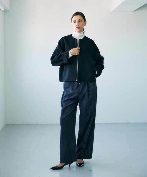 N.O.R.C（ノーク）の「ウールメルトンショートジップリバーコート（その他アウター・レディース・チャコール/キャメル/ブラック/サックスブルー・フリー）」の19枚目の写真