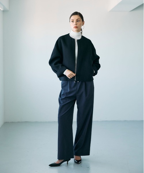 N.O.R.C（ノーク）の「ウールメルトンショートジップリバーコート（その他アウター・レディース・チャコール/キャメル/ブラック/サックスブルー・フリー）」の20枚目の写真