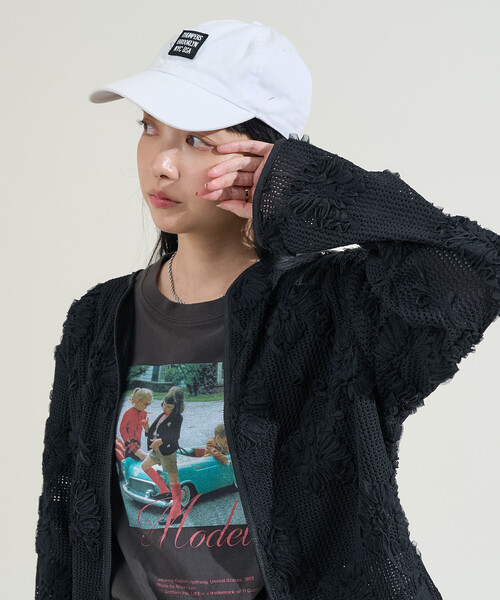 FREAK'S STORE(フリークスストア)の「メッシュ花柄 レースカーディガン/シアーカーディガン(カーディガン/ボレロ・レディース・ブラック/ベージュ・フリ-)」の2枚目の写真