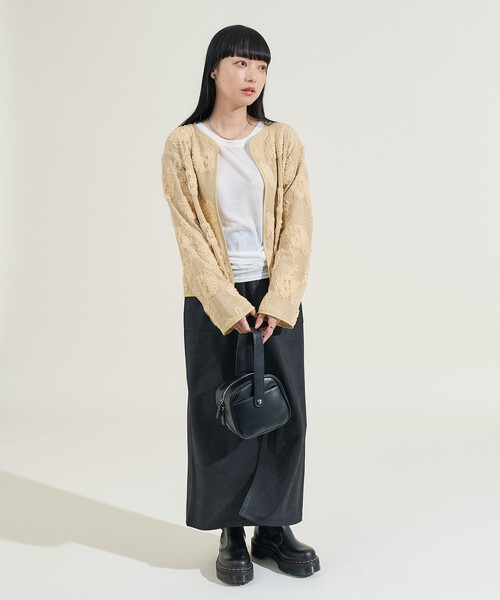 FREAK'S STORE(フリークスストア)の「メッシュ花柄 レースカーディガン/シアーカーディガン(カーディガン/ボレロ・レディース・ブラック/ベージュ・フリ-)」の4枚目の写真